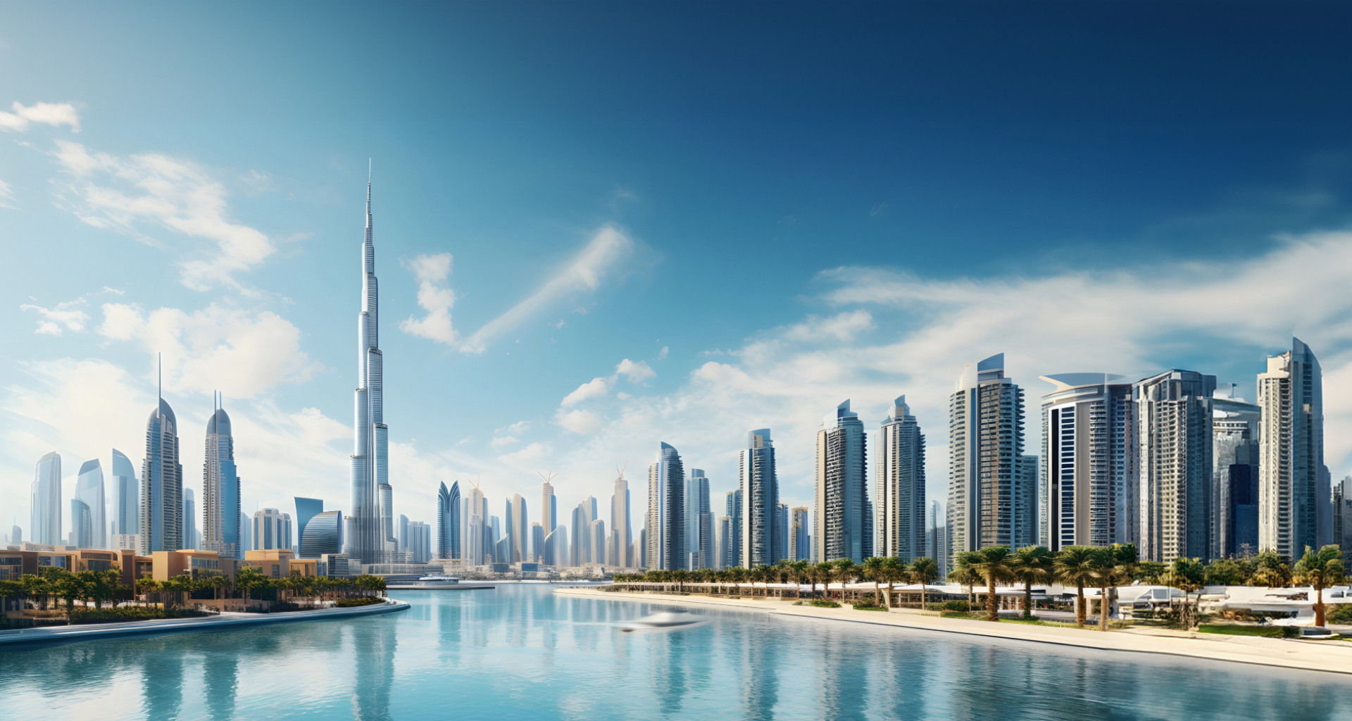 A beautiful landscape of high rise buildings in Dubai.